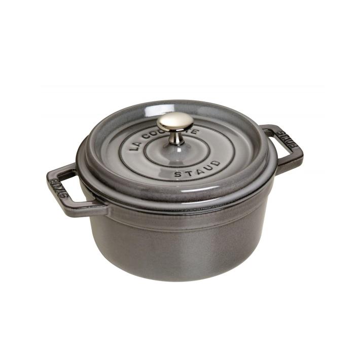 Cocotte en fonte avec picots ronde 20 cm gris graphite - staub