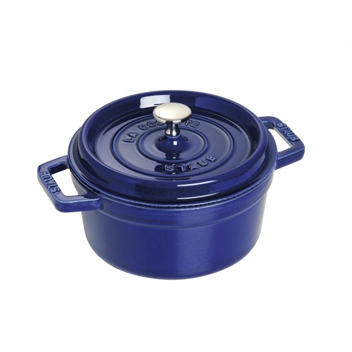 Cocotte en fonte avec picots ronde 22 cm bleue - staub