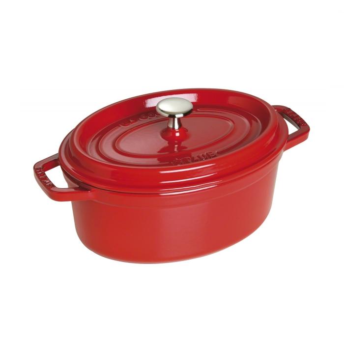 Cocotte en fonte avec picots ovale 23 cm rouge - staub