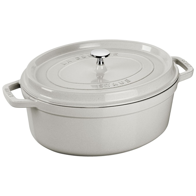 Cocotte en fonte avec picots ovale 23 cm truffe blanche - staub