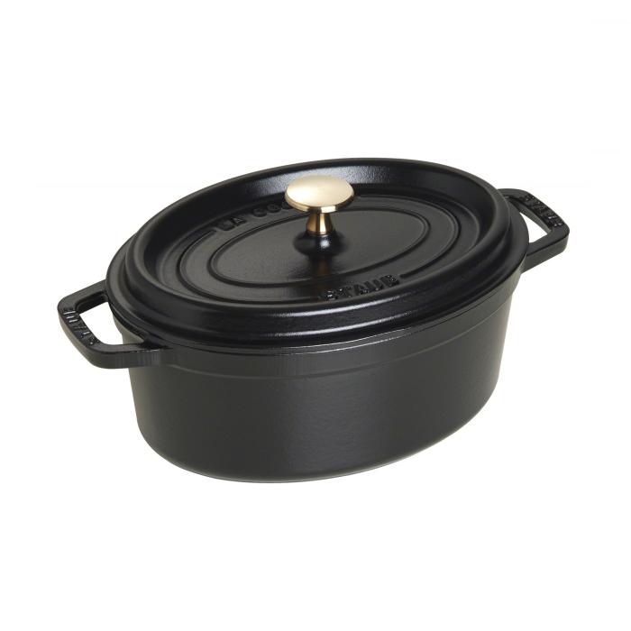 Cocotte en fonte avec picots ovale 23 cm noir - staub