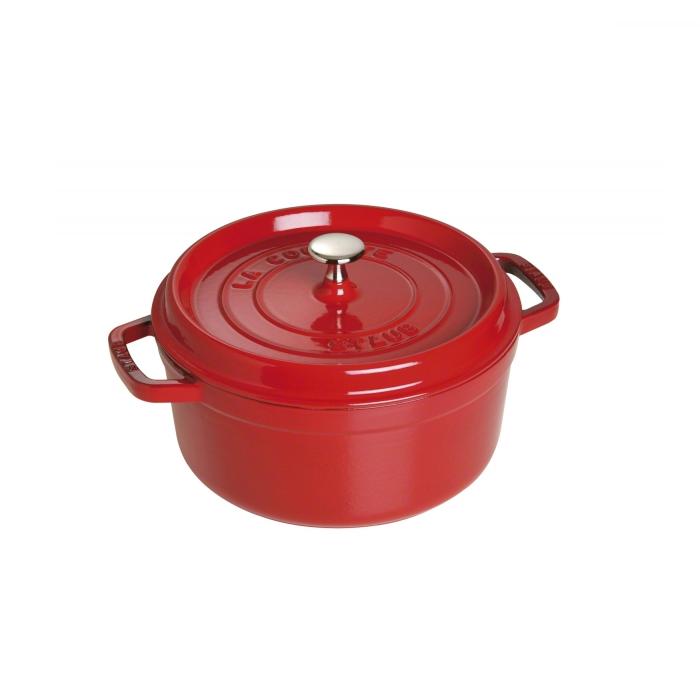 Cocotte en fonte avec picots ronde 24 cm rouge - staub