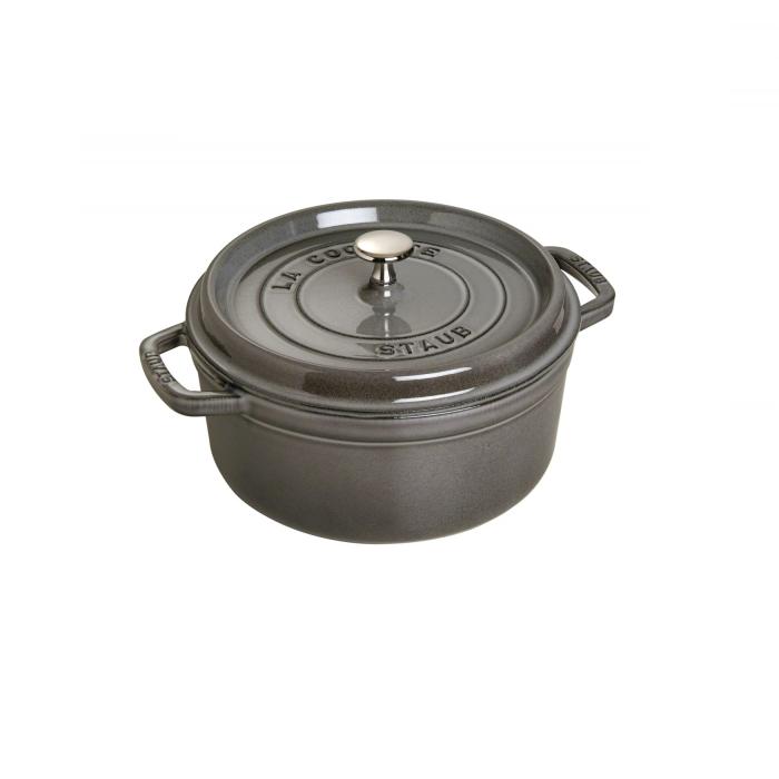 Cocotte en fonte avec picots ronde 24 cm gris graphite - staub