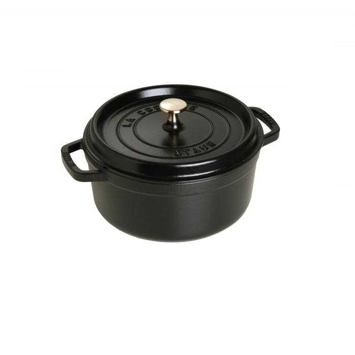 Cocotte en fonte avec picots ronde 24 cm noir - staub