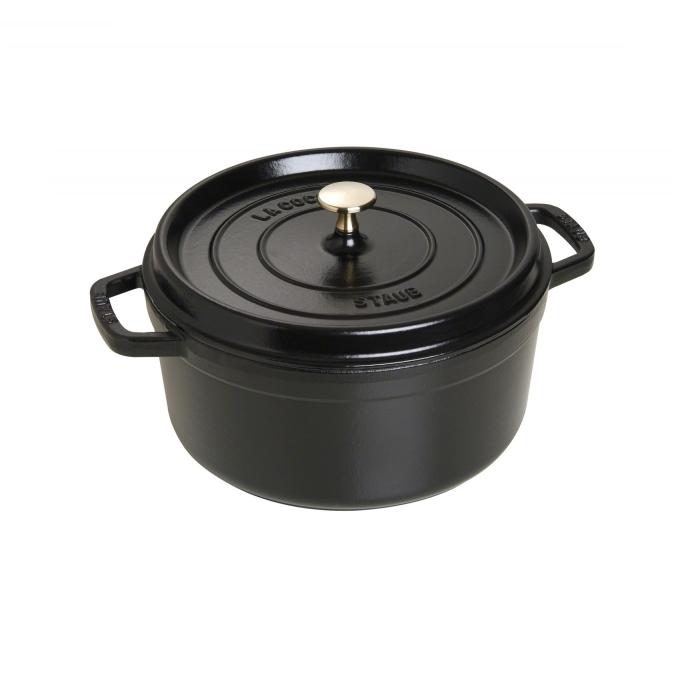 Cocotte en fonte avec picots ronde 26 cm noir - staub