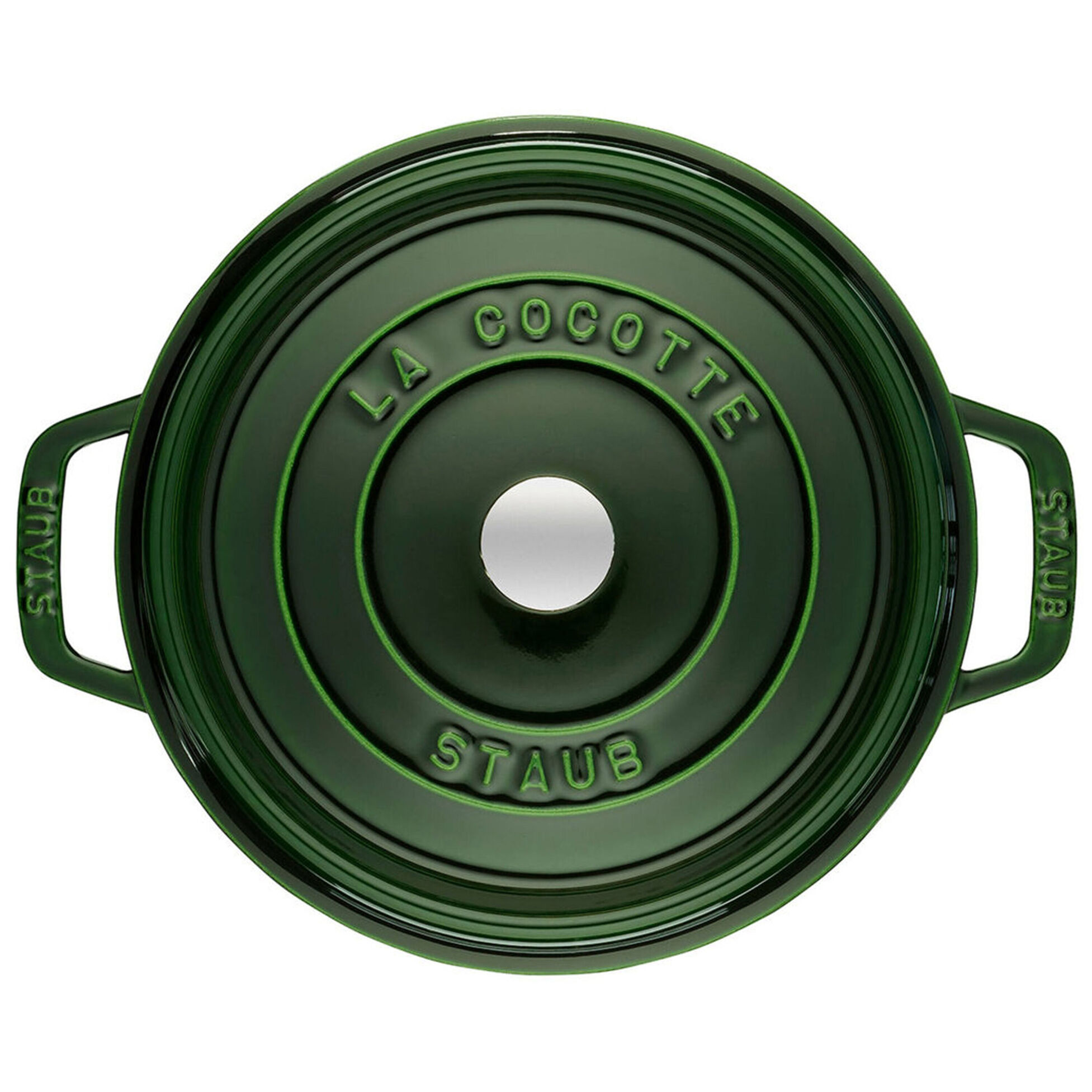 Cocotte en fonte ronde avec couvercle à picots 26 cm vert basilic - staub 