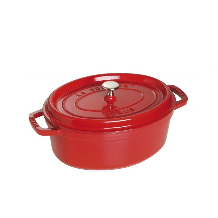 Cocotte en fonte avec picots ovale 27 cm rouge - staub