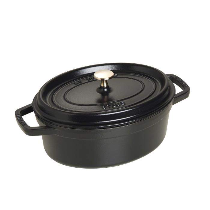 Cocotte en fonte avec picots ovale 27 cm noir - staub