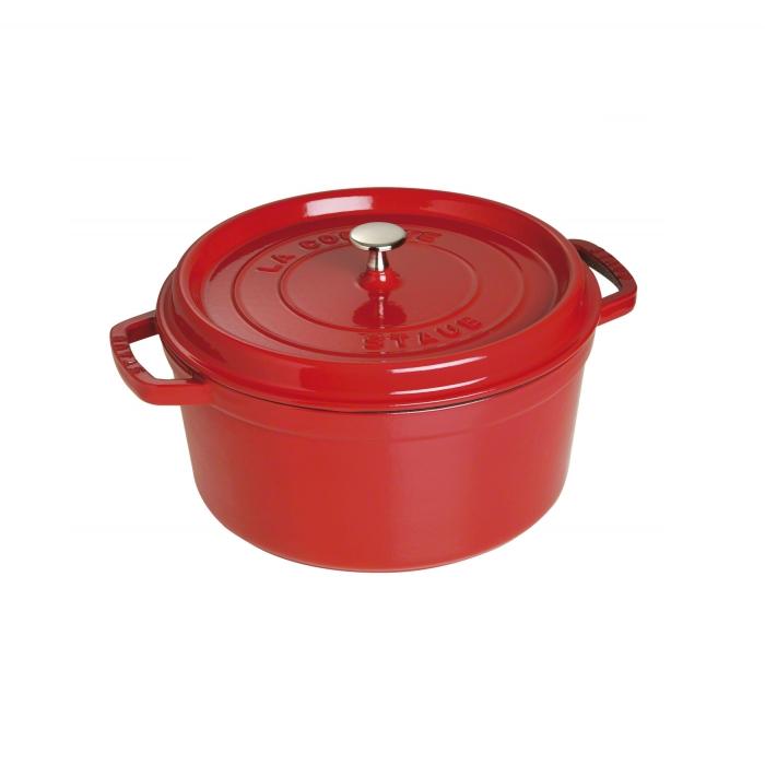 Cocotte en fonte avec picots ronde 28 cm rouge - staub