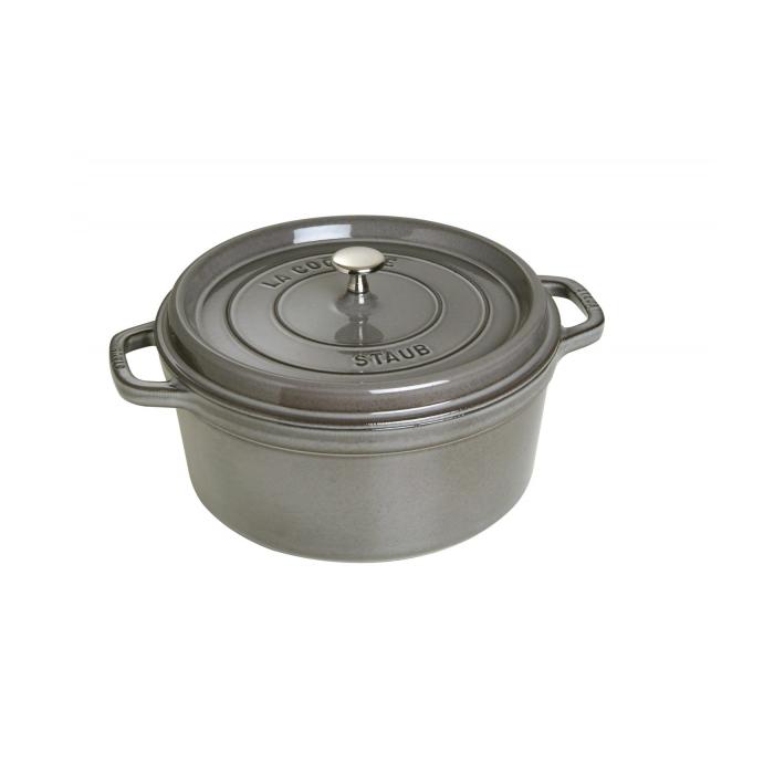 Cocotte en fonte avec picots ronde 28 cm gris graphite - staub