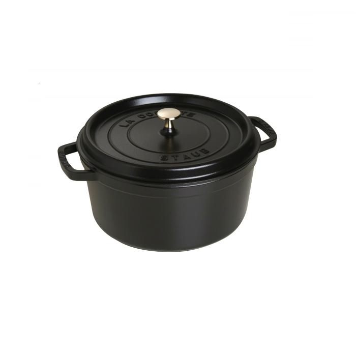 Cocotte en fonte avec picots ronde 28 cm noir - staub