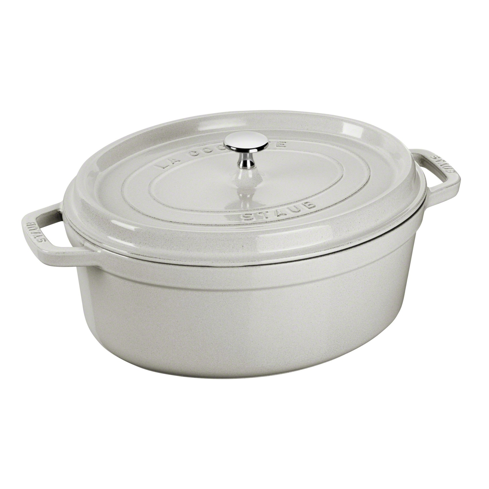 Cocotte en fonte avec picots ovale 29 cm truffe blanche - staub