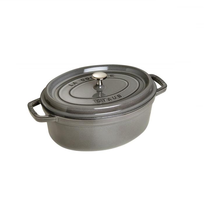 Cocotte en fonte avec picots ovale 29 cm gris graphite - staub