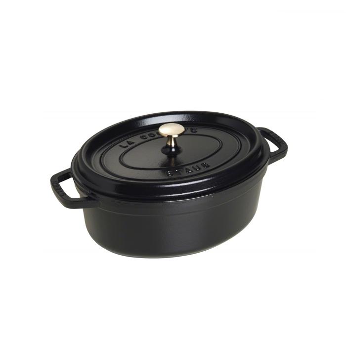 Cocotte en fonte avec picots ovale 29 cm noir - staub