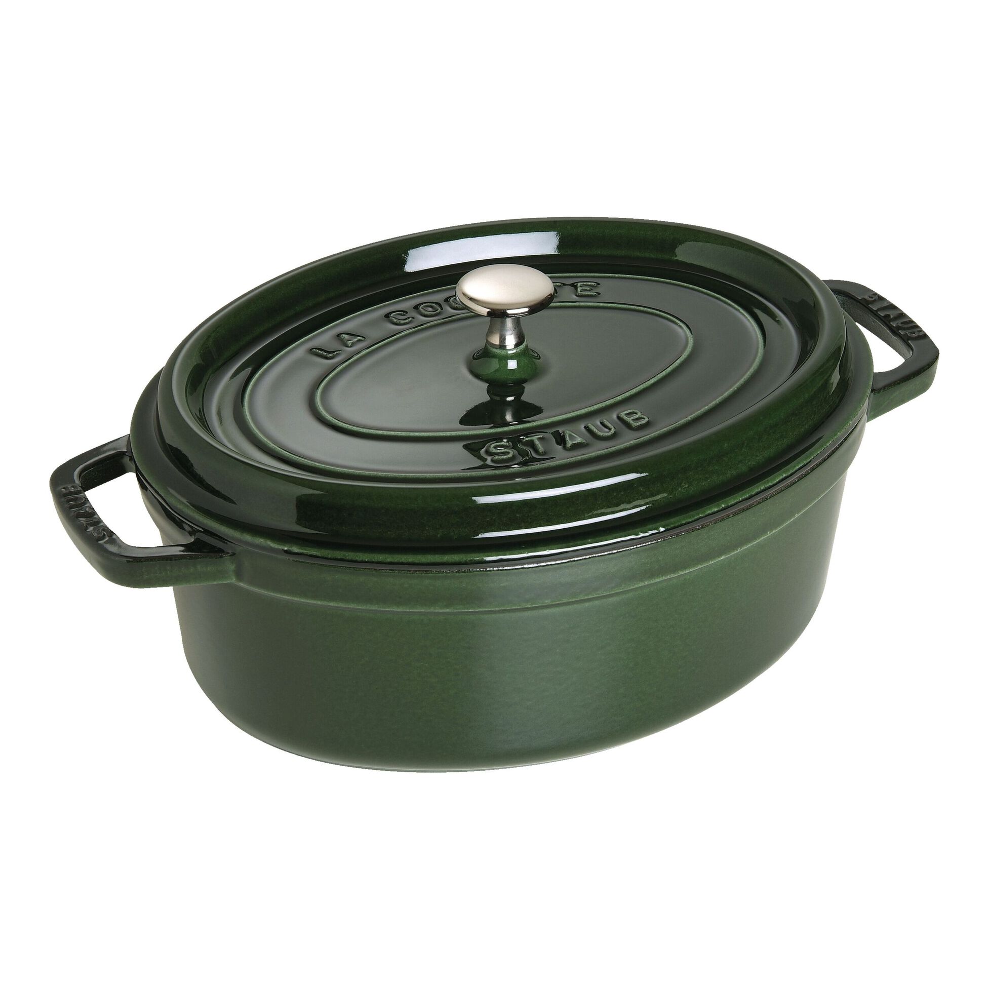 Cocotte en fonte ovale avec couvercle à picots 29 cm vert basilic - staub