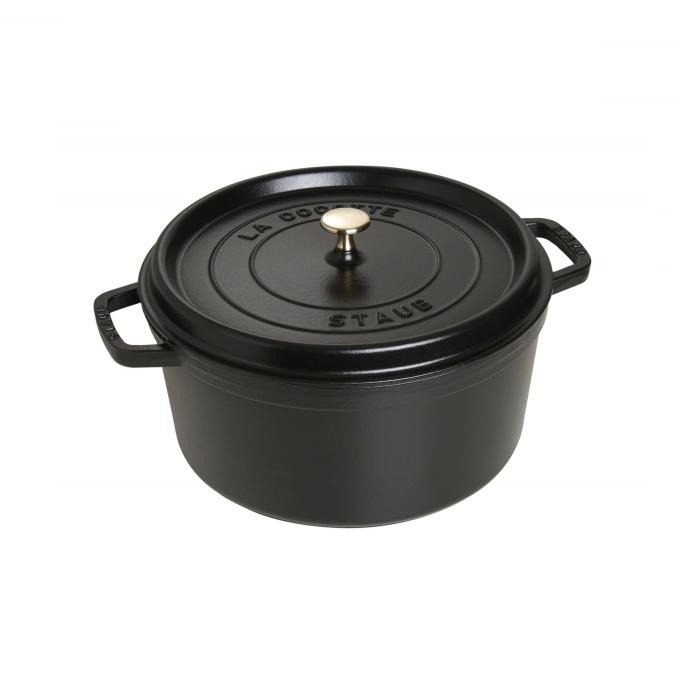 Cocotte en fonte avec picots ronde 30 cm noir - staub