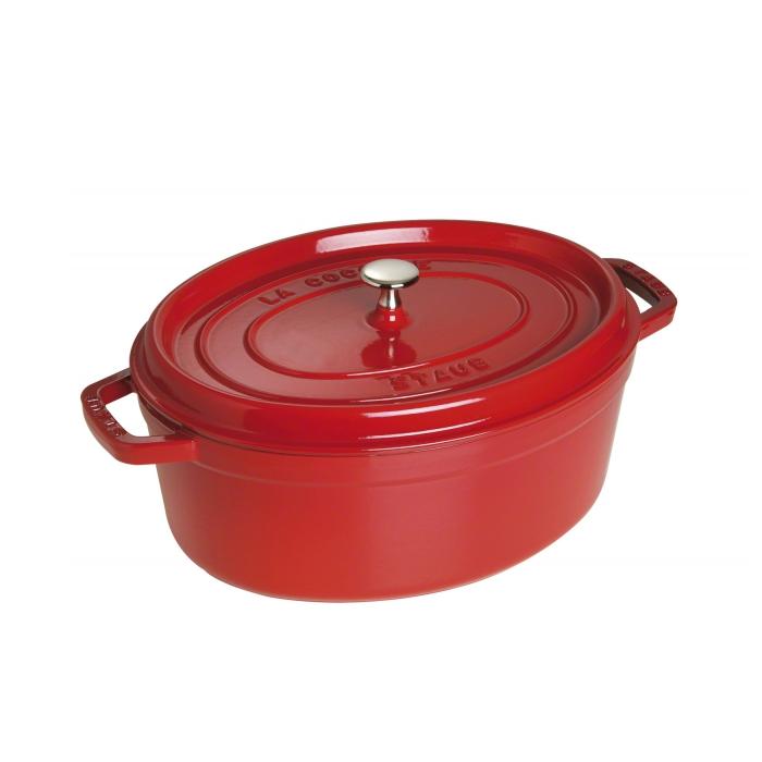 Cocotte en fonte avec picots ovale 31 cm rouge - staub