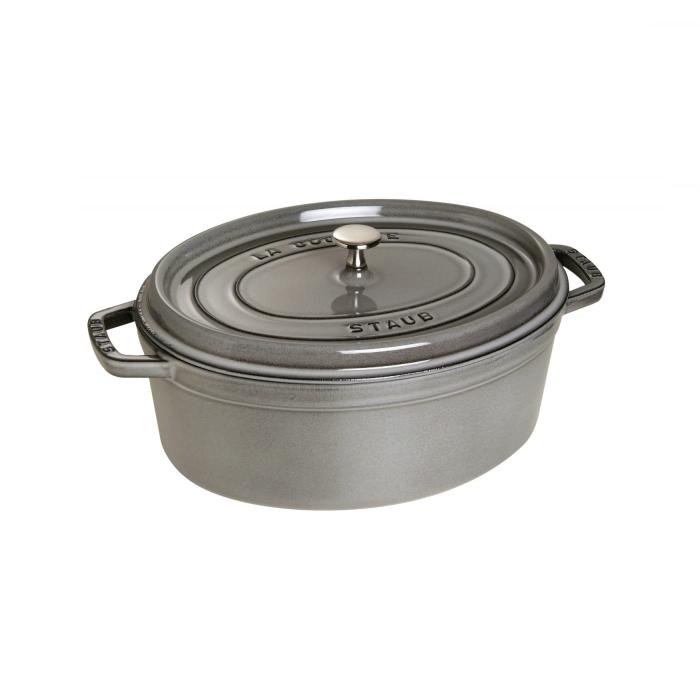 Cocotte en fonte avec picots ovale 31 cm gris graphite - staub