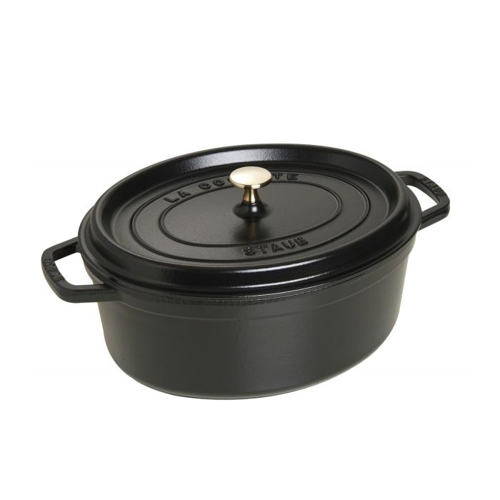 Cocotte en fonte avec picots ovale 31 cm noir - staub