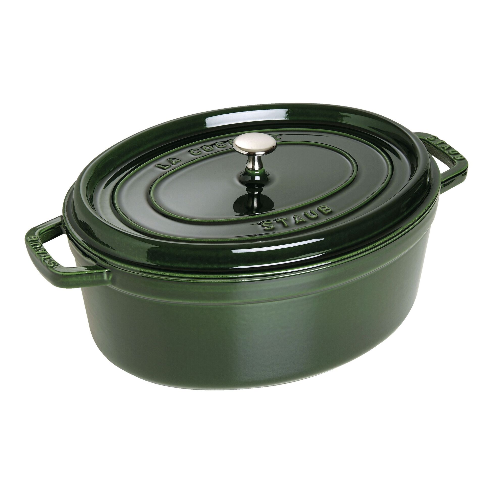 Cocotte en fonte ovale avec couvercle à picots 31 cm vert basilic - staub