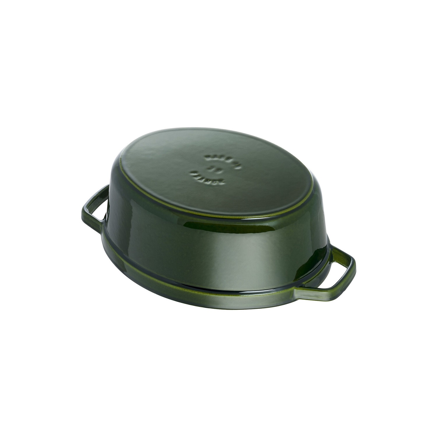 Cocotte en fonte ovale avec couvercle à picots 31 cm vert basilic - staub