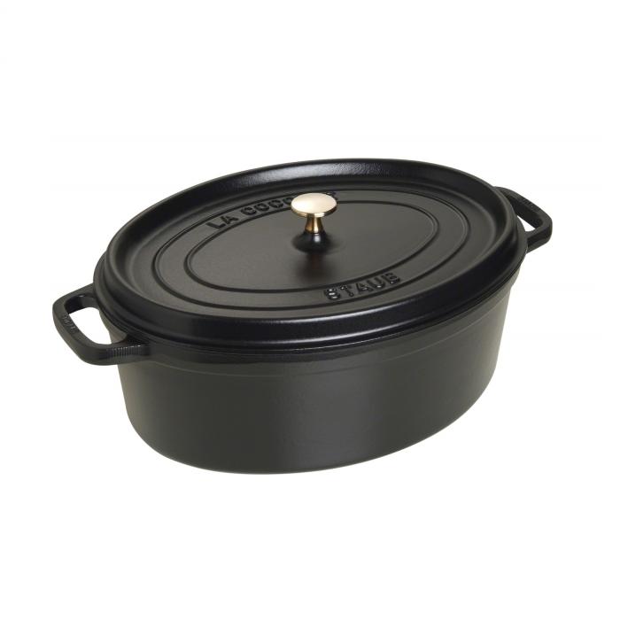 Cocotte en fonte avec picots ovale 33 cm noir - staub