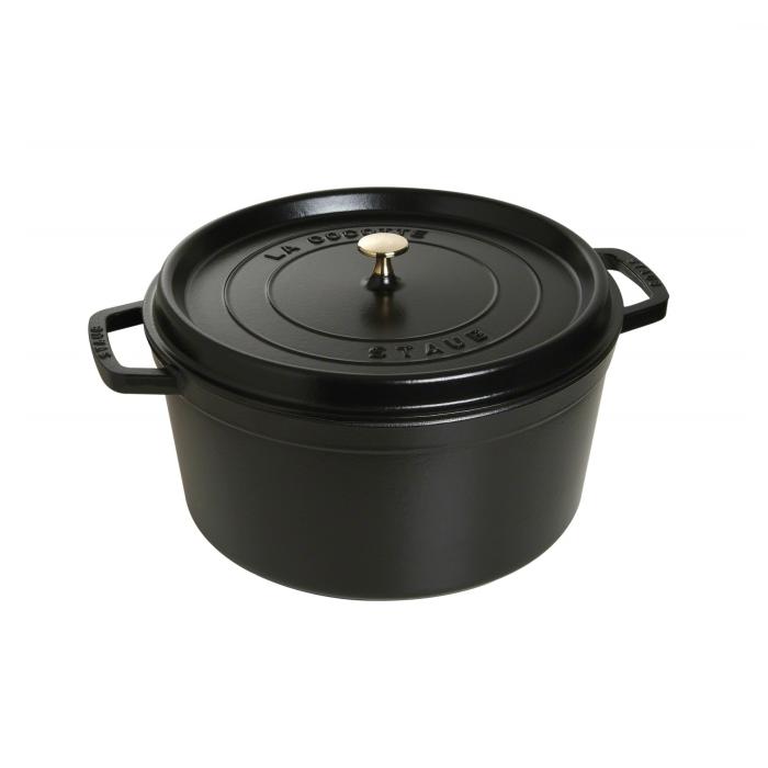 Cocotte en fonte avec picots ronde 34 cm noir - staub