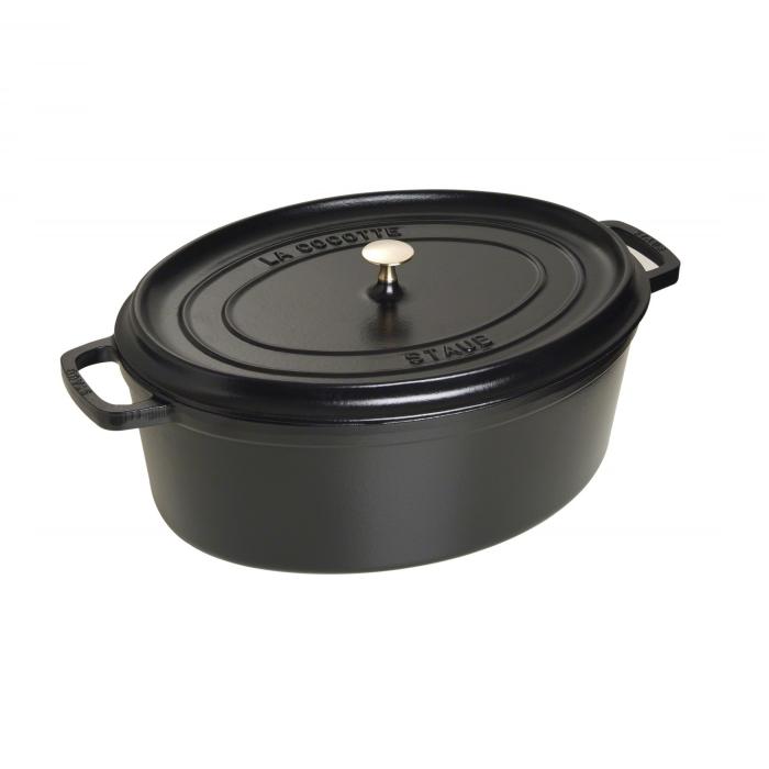 Cocotte en fonte avec picots ovale 41 cm noir - staub