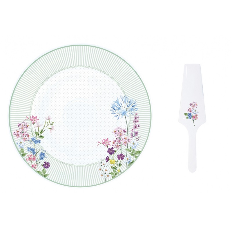 Plat a tarte en porcelaine avec pelle floraison - easylife