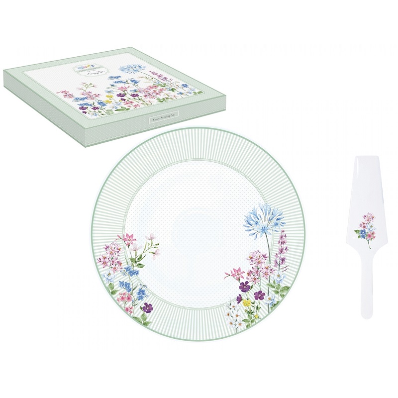 Plat a tarte en porcelaine avec pelle floraison - easylife