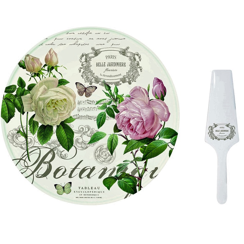 Plat a tarte en porcelaine avec pelle decor jardin botanique - easylife