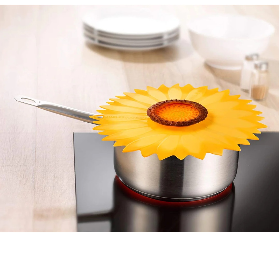 Couvercle hermétique en silicone decor fleur de tournesol - viancin