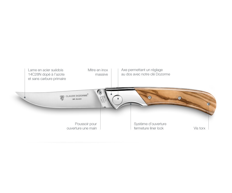 Couteau de chasse eok manche olivier - claude dozorme