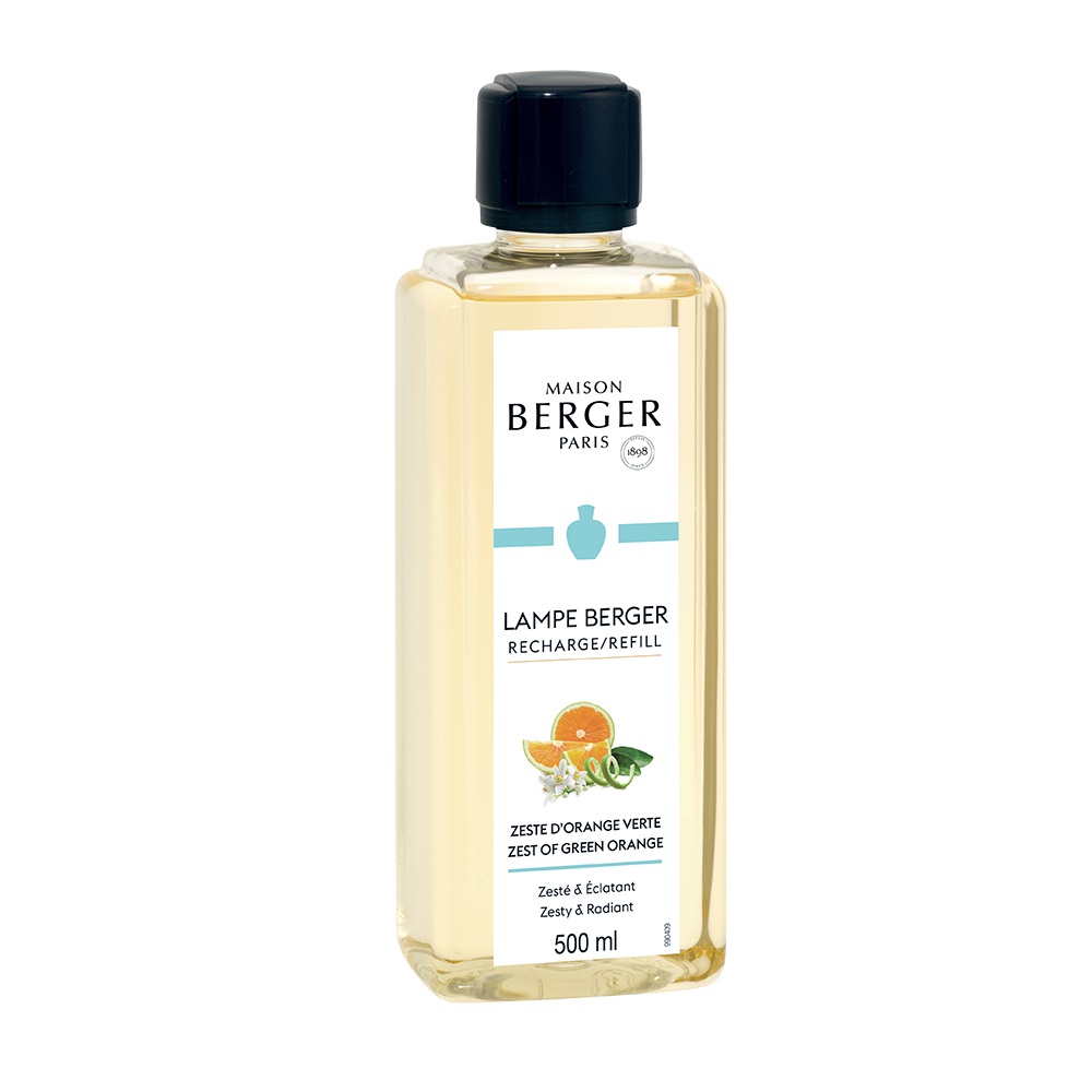 Zeste d'orange verte recharge parfum 500 ml pour lampe a catalyse - maison berger paris