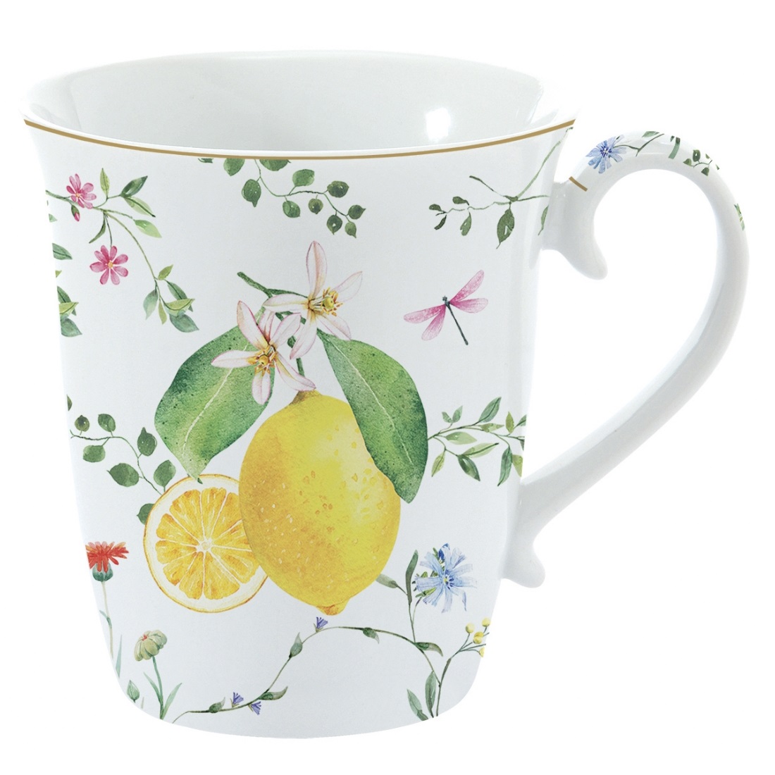 Coffret cadeau mug en porcelaine 275 ml fleurs et citrons - easylife