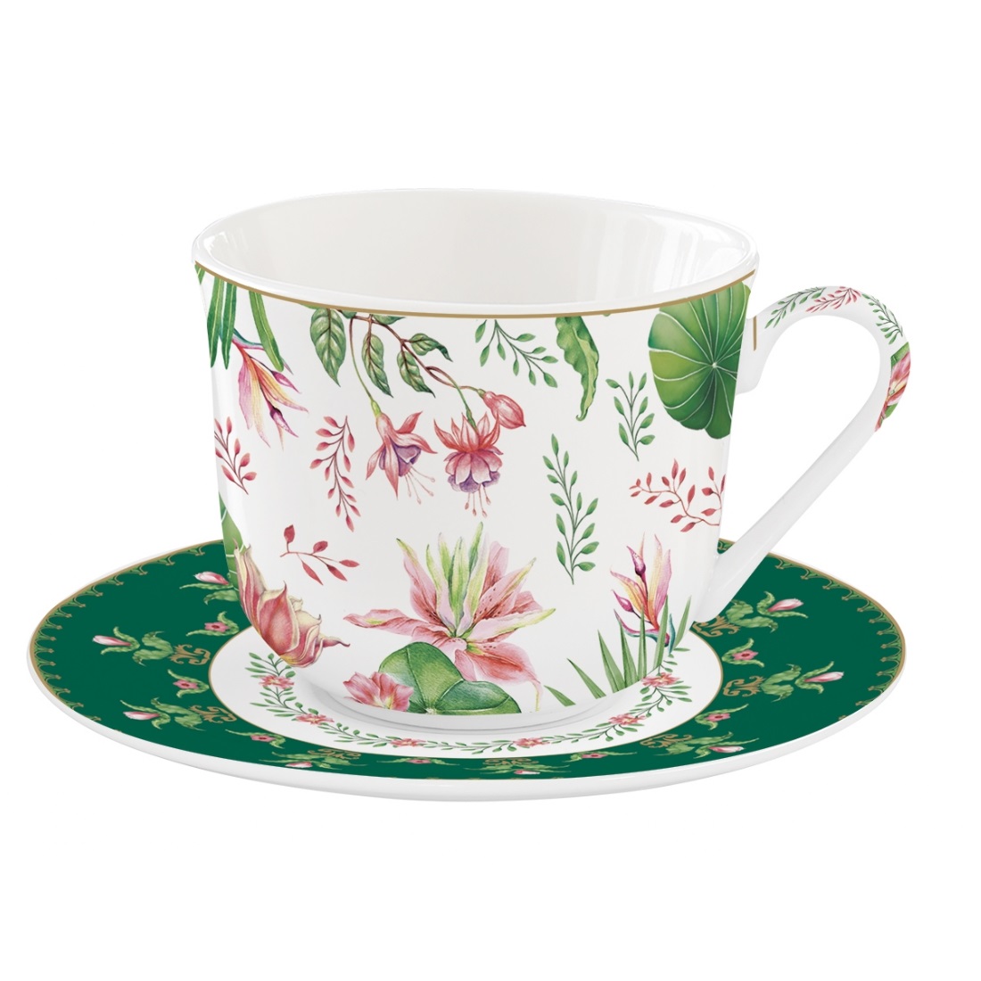 Coffret cadeau tasse déjeuner en porcelaine 37cl collection botanic chic - easylife