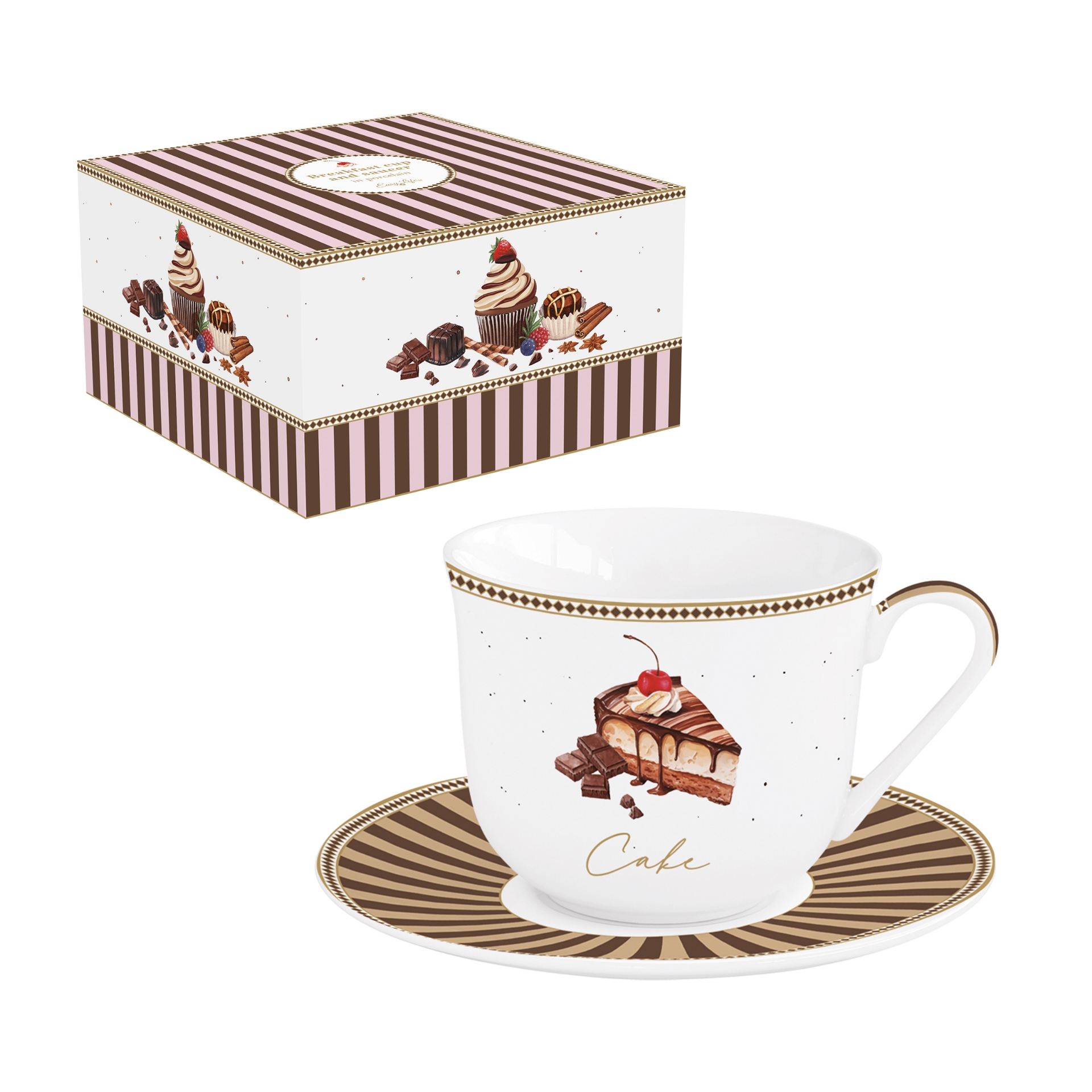 Sweet moments, coffret cadeau tasse déjeuner en porcelaine 37cl collection - easylife