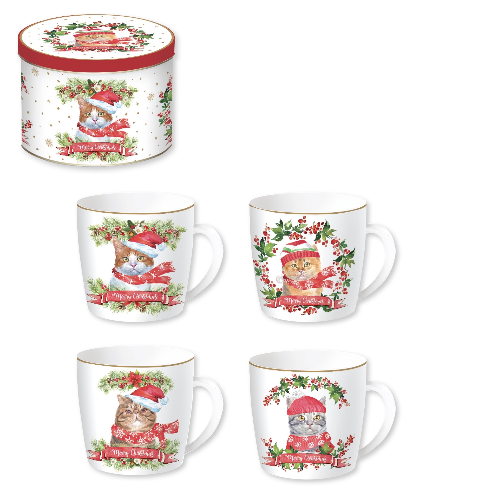 Mug de noël en boite cadeau décor chat, vendu à l'unité, modèle aléatoire - easylife