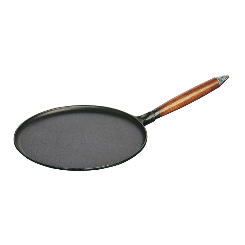 Crepiere en fonte noir 28 cm manche bois - staub