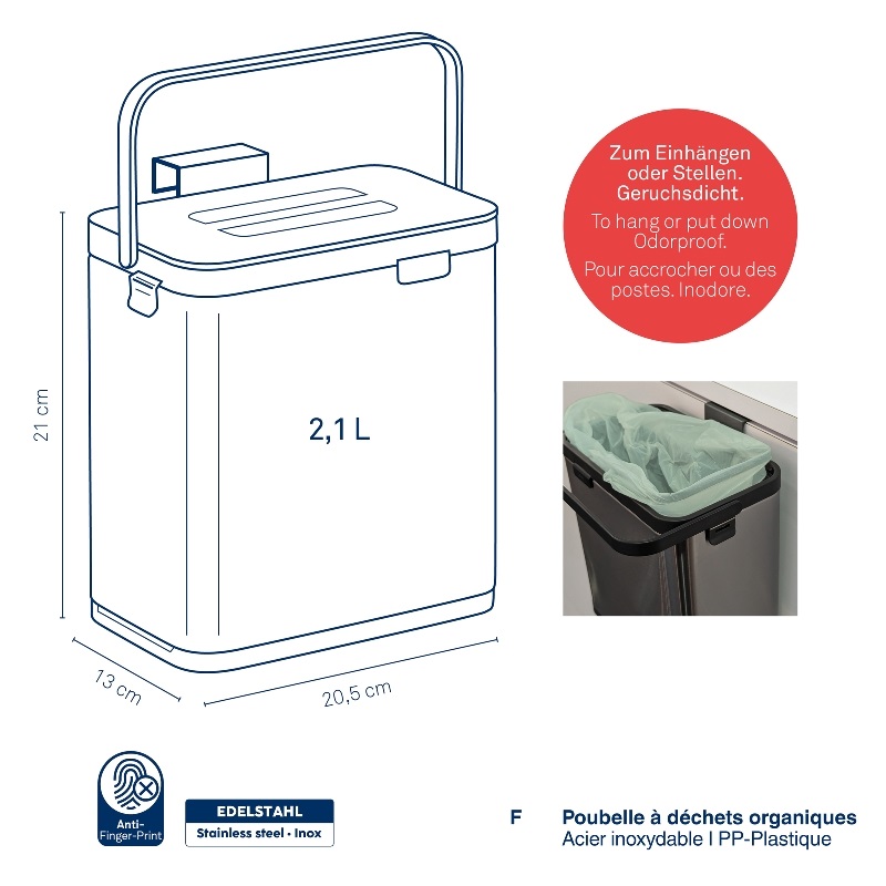 Poubelle à déchets organiques compost plata - kela