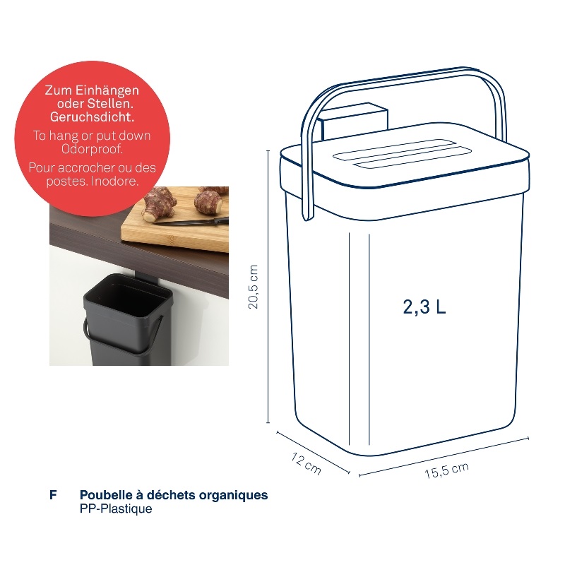Poubelle à déchets organiques compost paulo - kela