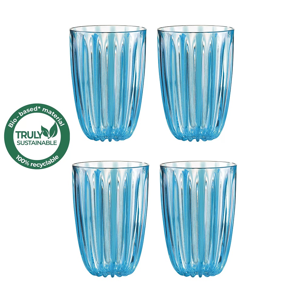 Lot de 4 verres en plastique dolcevita turquoise 40cl - guzzini 