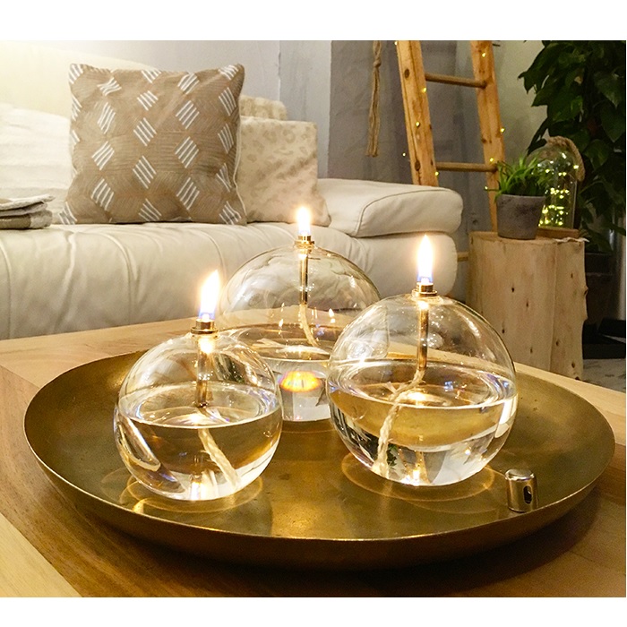 Lampe a huile ronde diametre 11 cm - peri glass