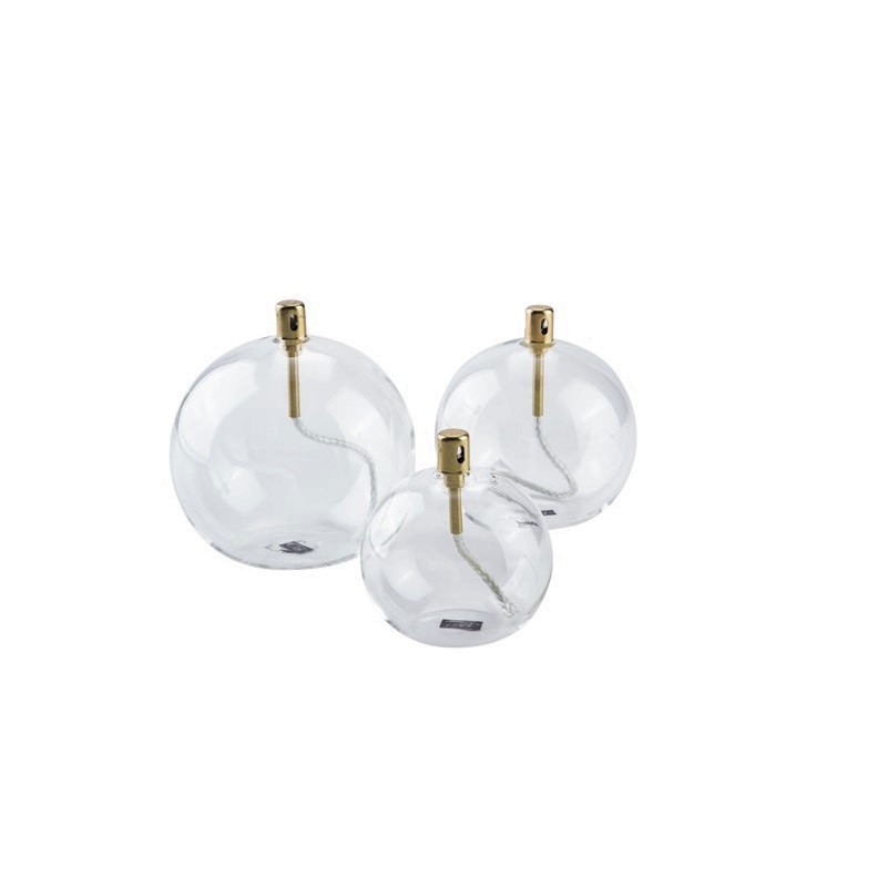 Lampe a huile ronde diametre 13 cm meche laiton - peri glass