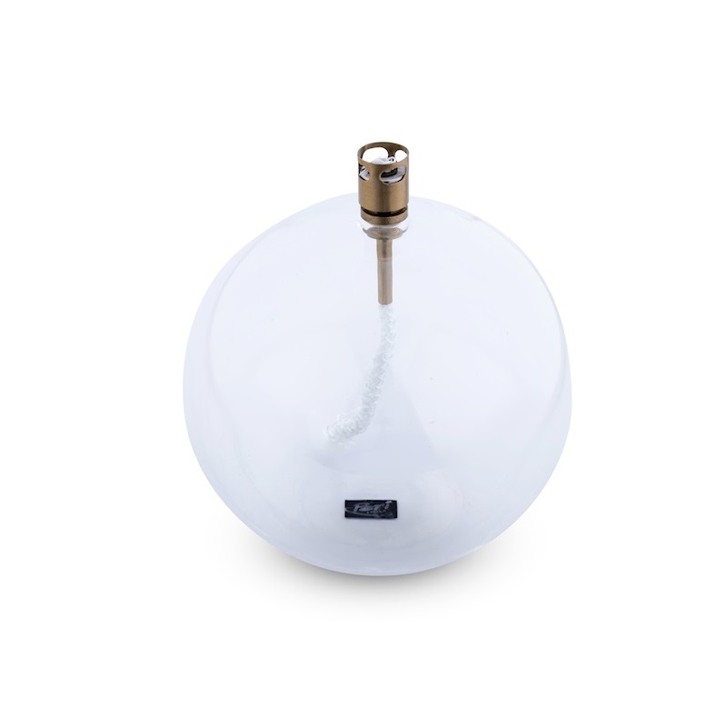 Lampe a huile ronde diametre 13 cm meche laiton - peri glass