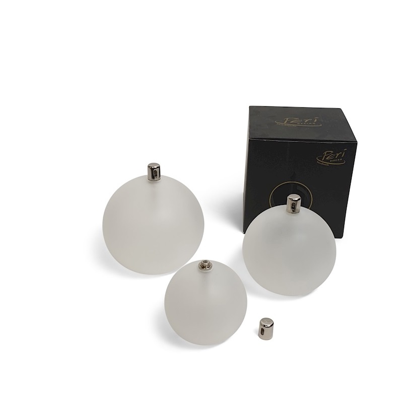 Lampe a huile ronde en verre givre diametre 11 cm - peri glass