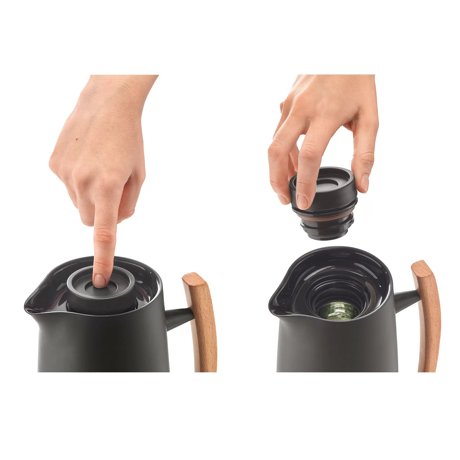 Carafe isotherme riviera 63 noir pour le thé ou le café 1l - guzzini