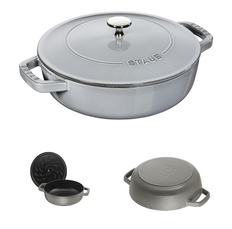 Sauteuse chistera avec couvercle en fonte 24 cm gris - staub