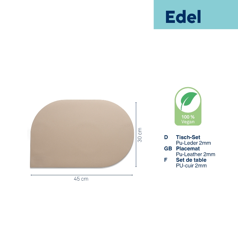 Lot de 6 sets de table simili cuir edel beige - kela