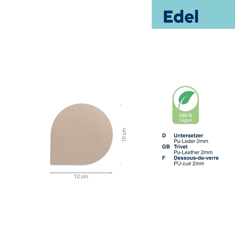 Lot de 4 dessous de verres simili cuir beige edel - kela